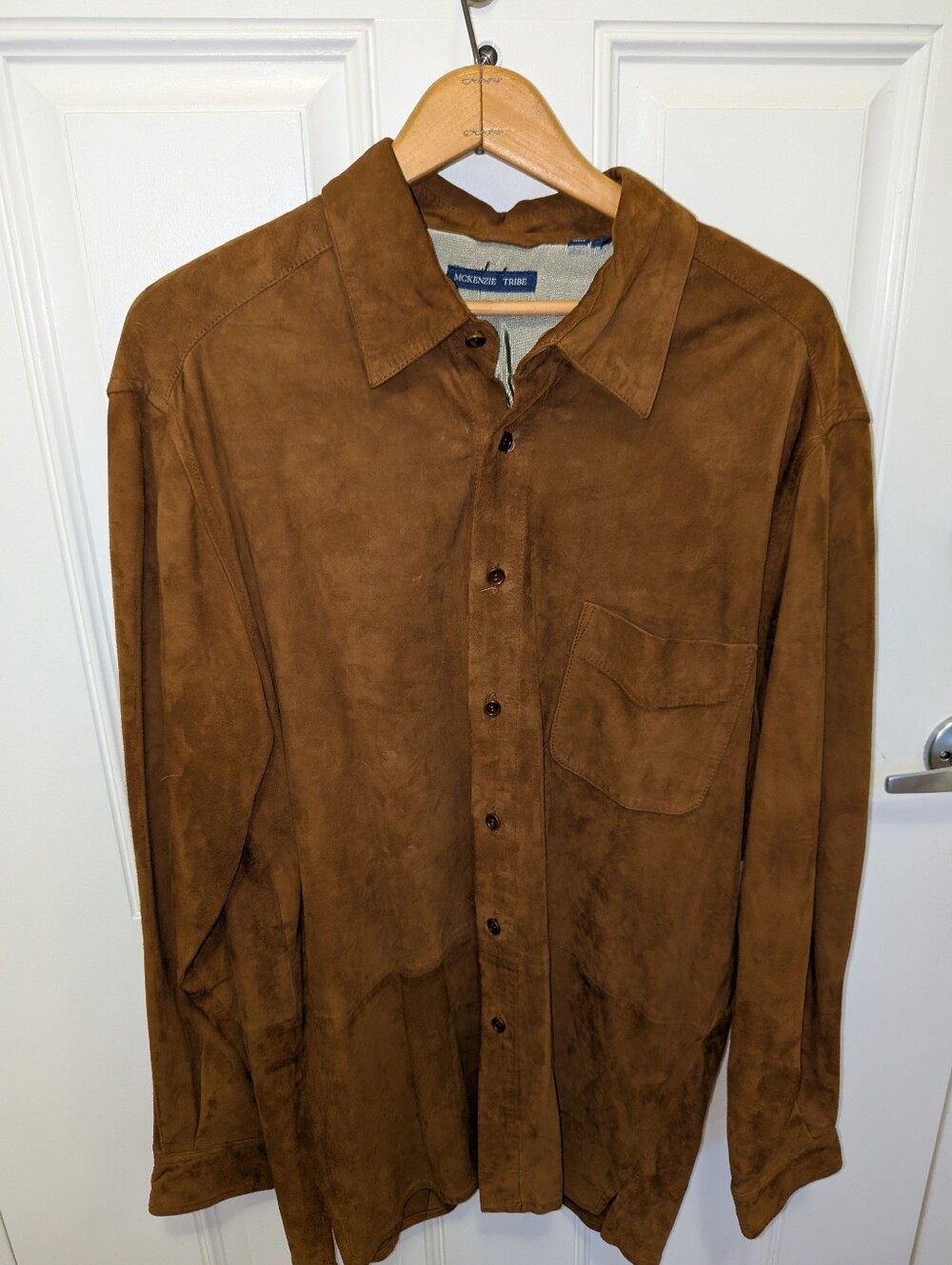 MCKENZIE TRIBE Genuine Suede Leather Shirt Jacket Shacket Brown Mens Size XL